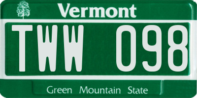 VT license plate TWW098