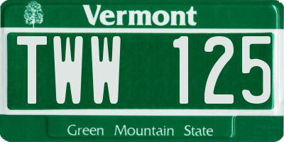 VT license plate TWW125