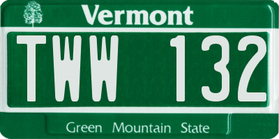 VT license plate TWW132
