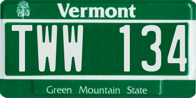 VT license plate TWW134