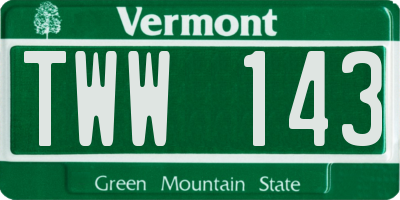 VT license plate TWW143