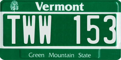 VT license plate TWW153