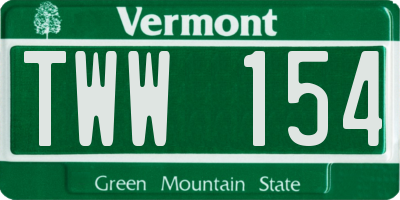 VT license plate TWW154