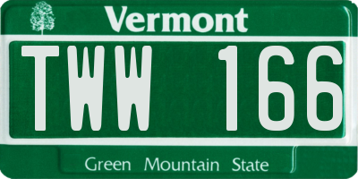 VT license plate TWW166