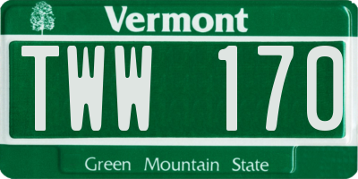 VT license plate TWW170