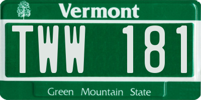 VT license plate TWW181