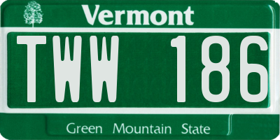 VT license plate TWW186