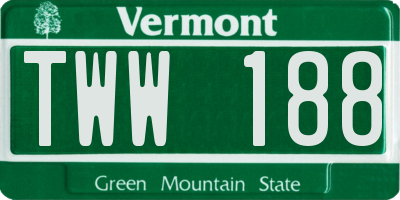 VT license plate TWW188
