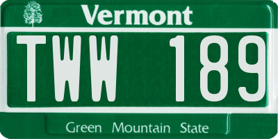 VT license plate TWW189