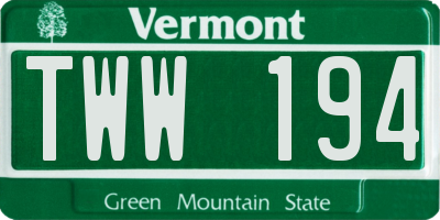 VT license plate TWW194