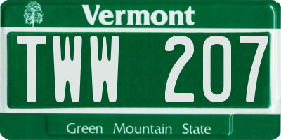 VT license plate TWW207