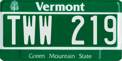 VT license plate TWW219