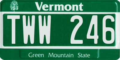 VT license plate TWW246