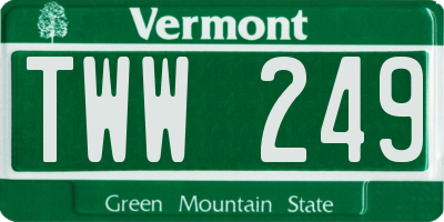 VT license plate TWW249
