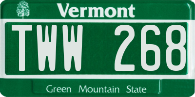 VT license plate TWW268