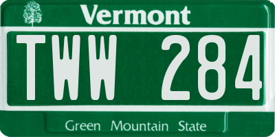VT license plate TWW284