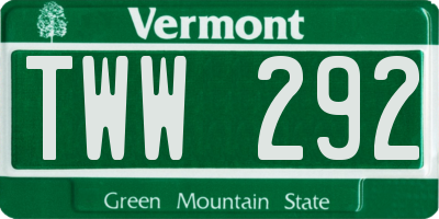 VT license plate TWW292