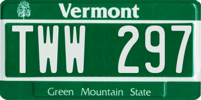 VT license plate TWW297