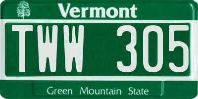 VT license plate TWW305