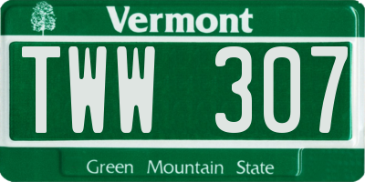 VT license plate TWW307