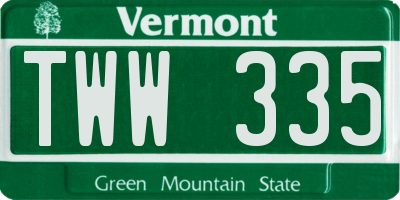 VT license plate TWW335