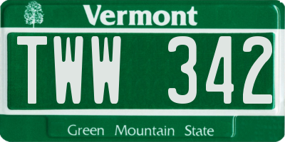 VT license plate TWW342