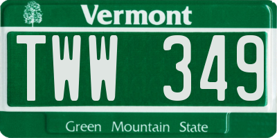VT license plate TWW349