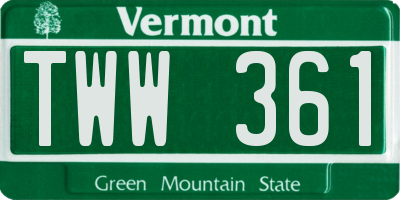 VT license plate TWW361