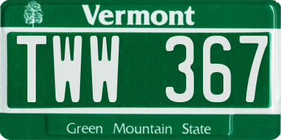 VT license plate TWW367