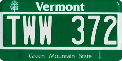 VT license plate TWW372