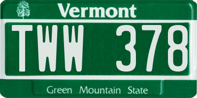 VT license plate TWW378