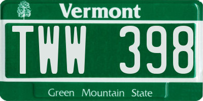 VT license plate TWW398