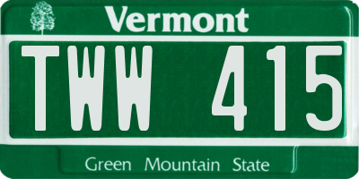 VT license plate TWW415