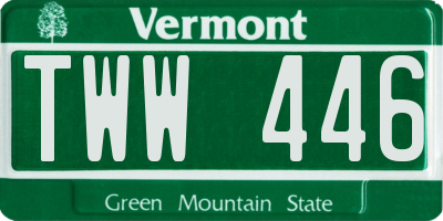VT license plate TWW446