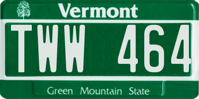 VT license plate TWW464