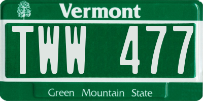 VT license plate TWW477