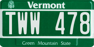 VT license plate TWW478
