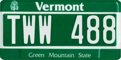 VT license plate TWW488