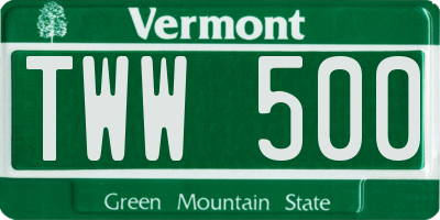 VT license plate TWW500