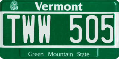 VT license plate TWW505
