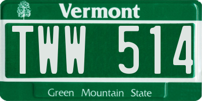 VT license plate TWW514