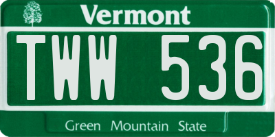 VT license plate TWW536