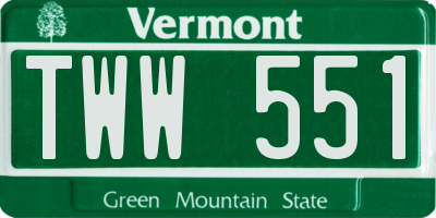 VT license plate TWW551