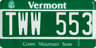 VT license plate TWW553