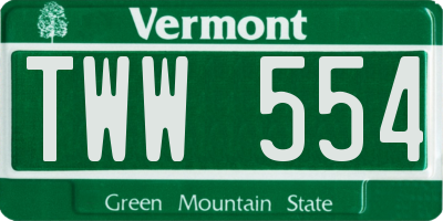 VT license plate TWW554