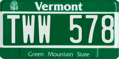 VT license plate TWW578