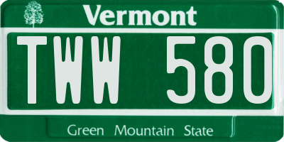 VT license plate TWW580