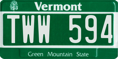 VT license plate TWW594
