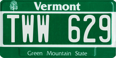 VT license plate TWW629