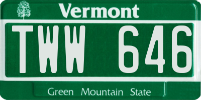VT license plate TWW646